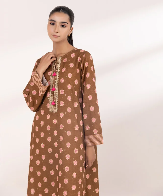 Embroidered Light Khaddar Shirt-- Oversized T-Shirt Spandex breathable