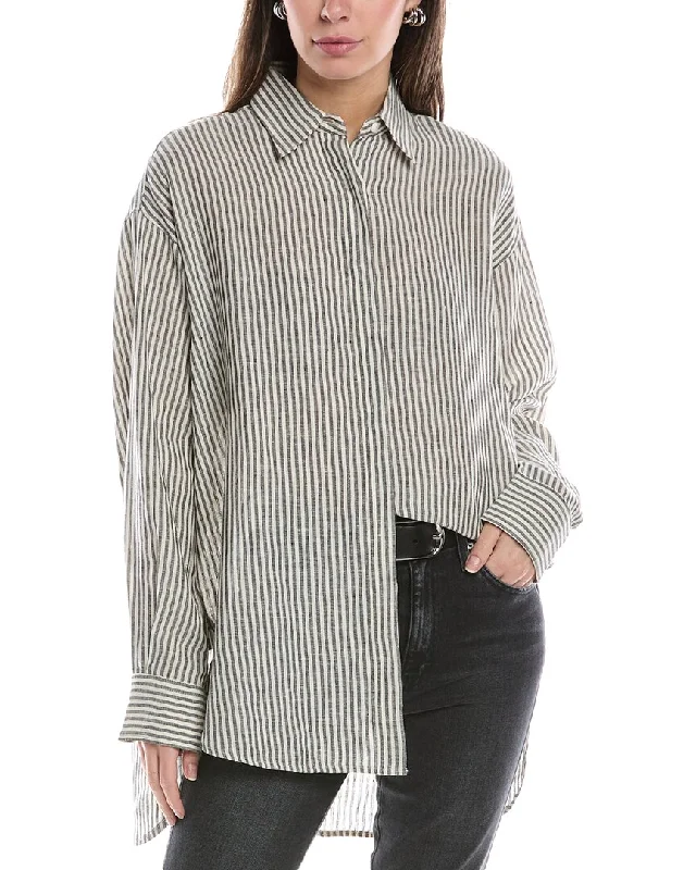 rag & bone Ryan Linen Shirt-- Real Fur Shearling Chenille