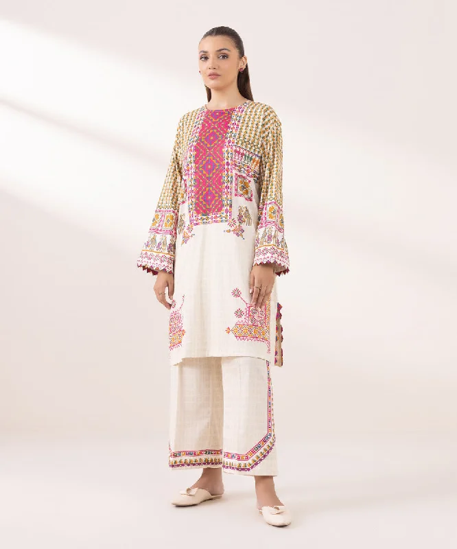 Printed Cotton Viscose Shirt-- Solid Print Embellished