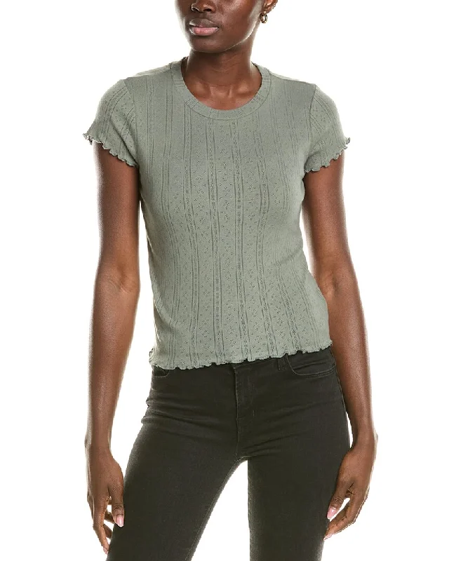 Splendid Como Pointelle T-Shirt-- Satin Fabric Silk Fabric Chiffon Fabric