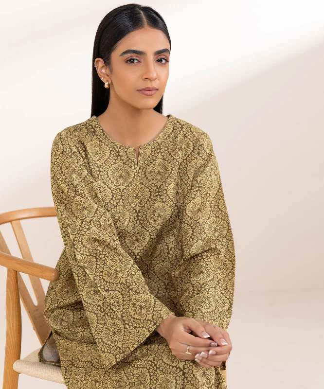Printed Light Khaddar Shirt-- Rayon Velvet Corduroy