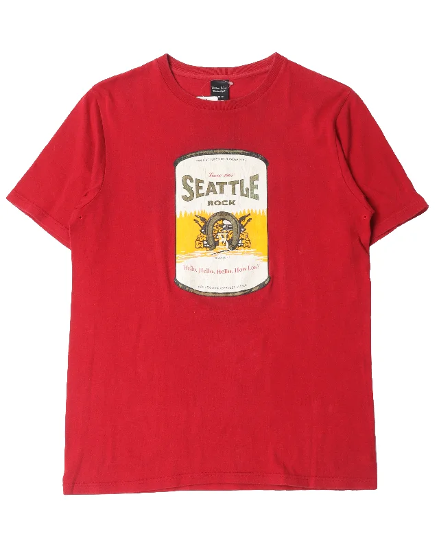 Seattle Graphic Tee Shirt-- Embroidered Appliqued Beaded