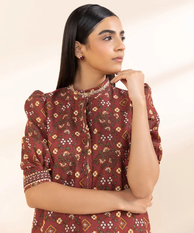 Printed Light Khaddar Shirt-- Casual Formal Business