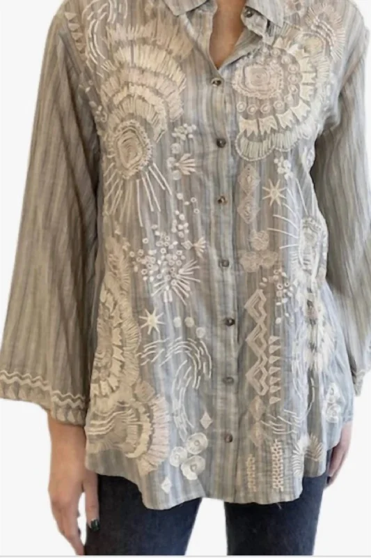 Antonia Kimono Oversized Shirt In Sti-- Chenille Blend Fleece Blend Nylon Blend