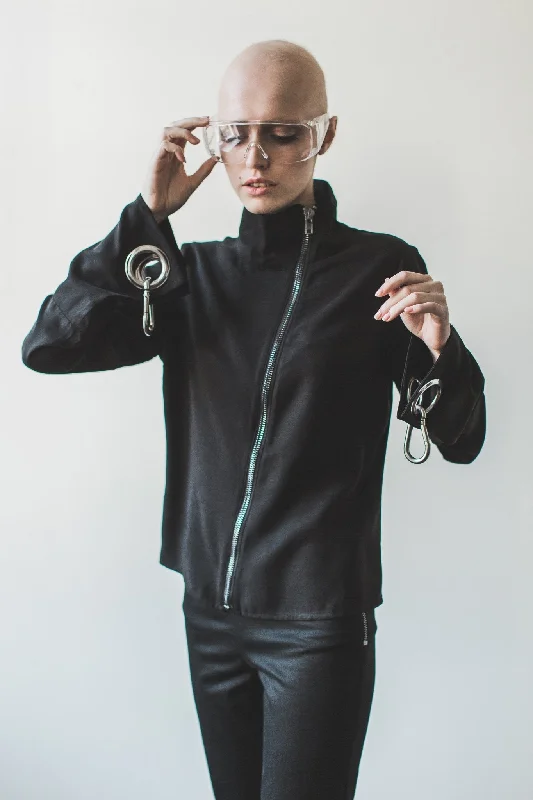 Shirt with cuff details-- Spandex Blend Rayon Blend Denim Blend