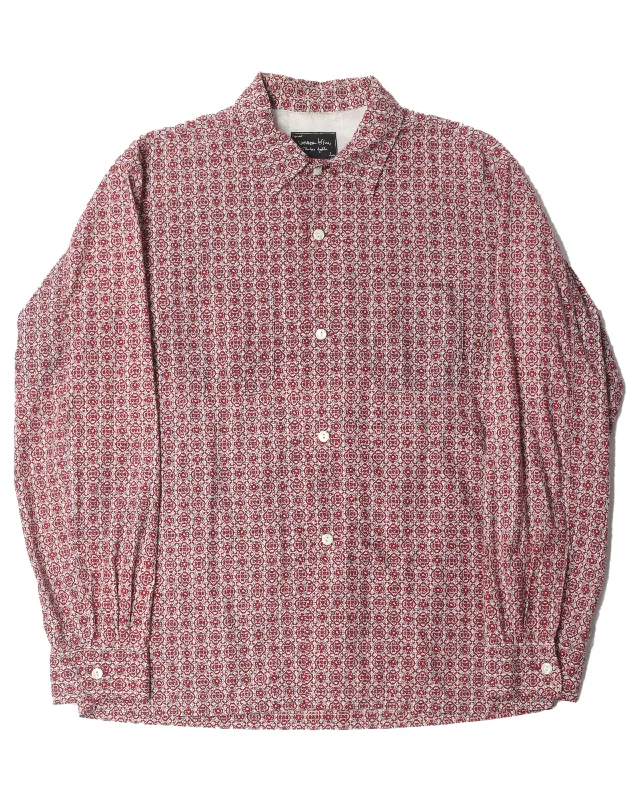 Print Long Sleeve Button Up Shirt-- Print Jacquard Patchwork