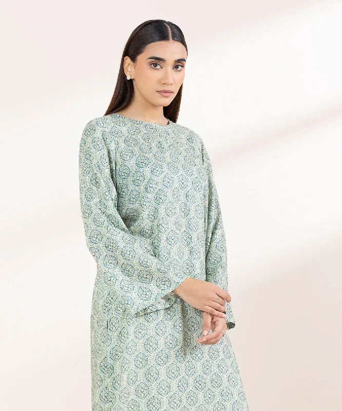 Printed Linen Shirt-- Satin Blend Silk Blend Wool Blend