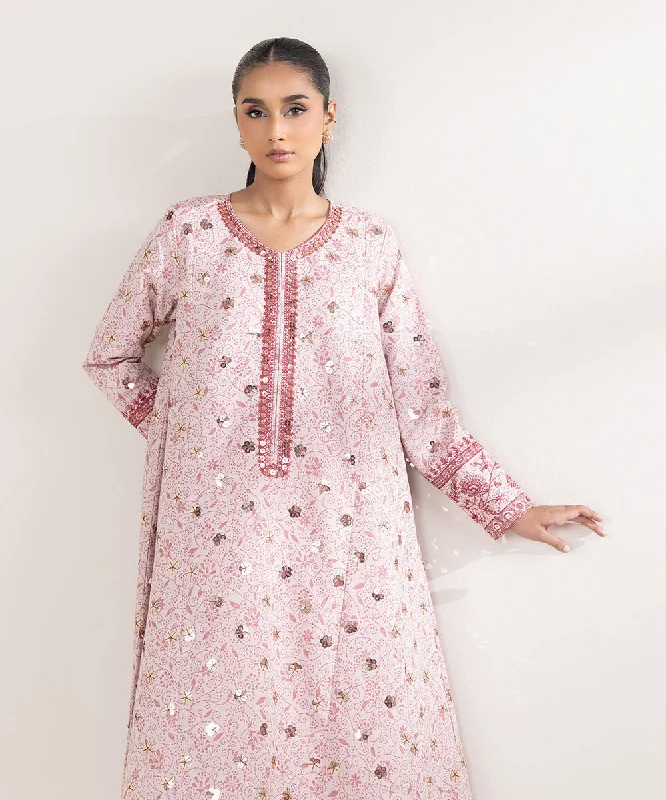 Embroidered Jacquard Shirt-- Real Fur Shearling Chenille