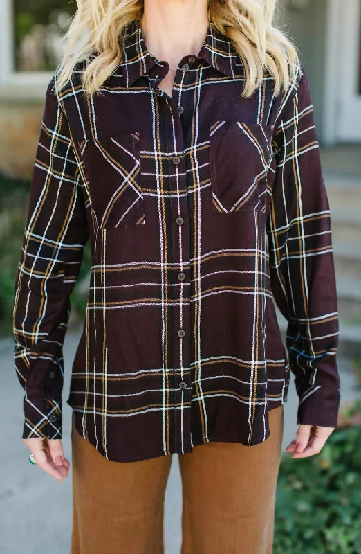 New Generation Boyfriend Shirt In Romantic Plaid-- Hooded Caped Shawl Collar