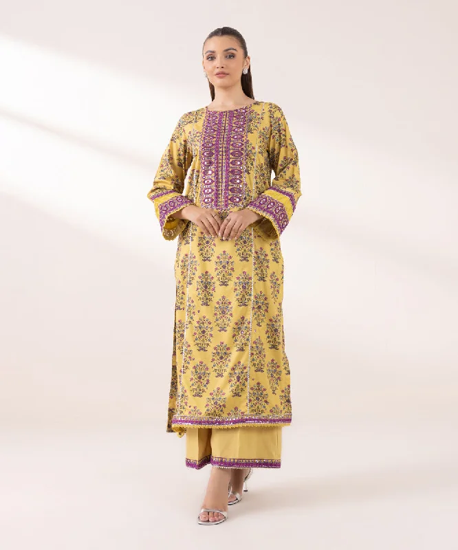Embroidered Cotton Viscose Shirt-- Welt Pockets Slit Pockets