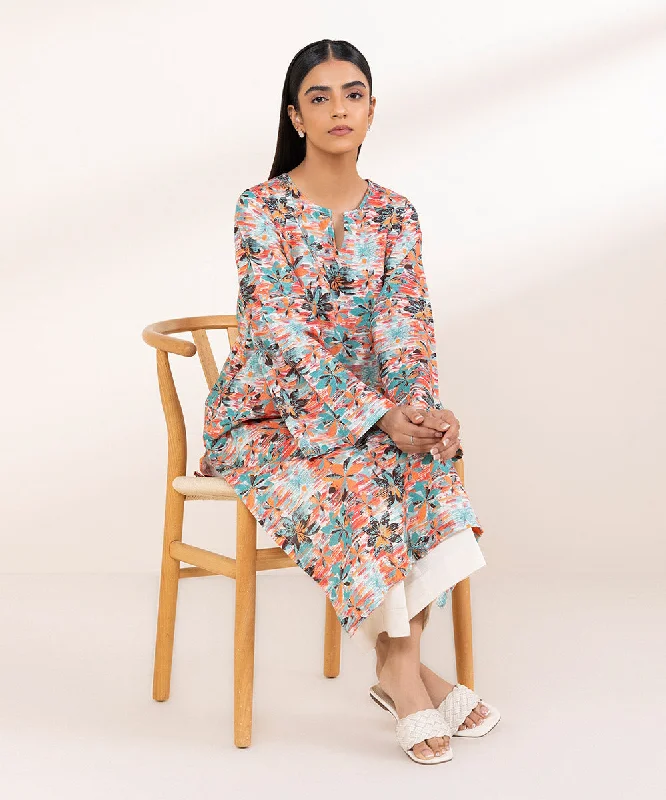 Printed Light Khaddar Shirt-- Fashionable Trendy Casual