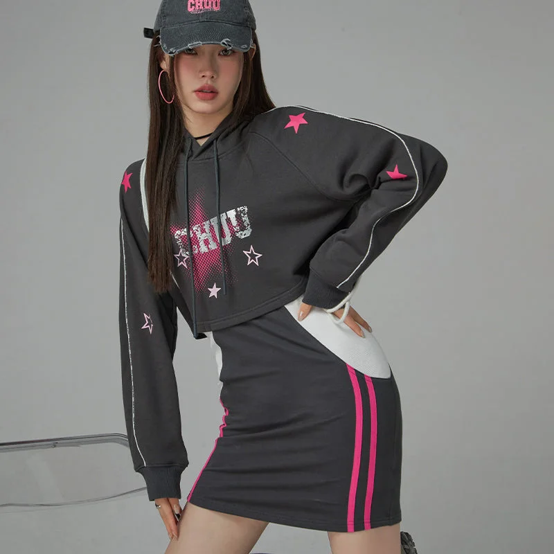 Crazy Over You Star Hooded Dress Tunics Versatile functional