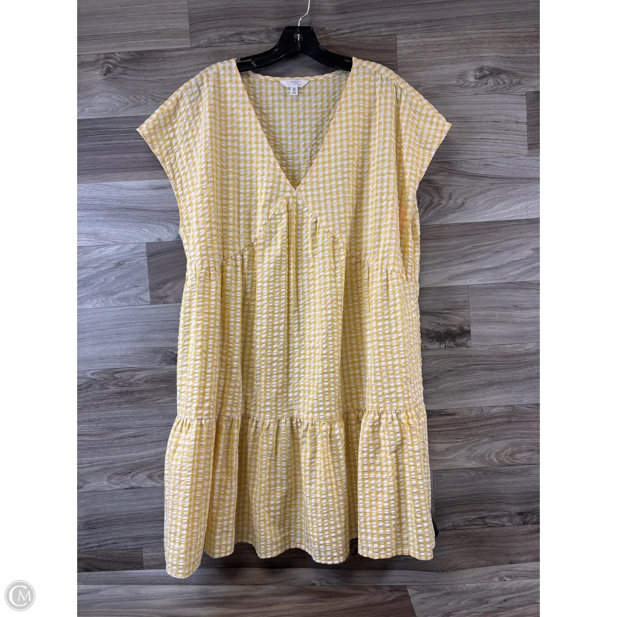 Dress Casual Midi By Time And Tru In White & Yellow, Size: Xxl Tunics Hiking breathable