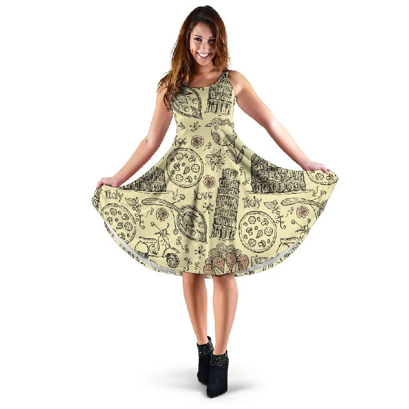 Rome Pattern Print Dress Tunics Stylish elegant