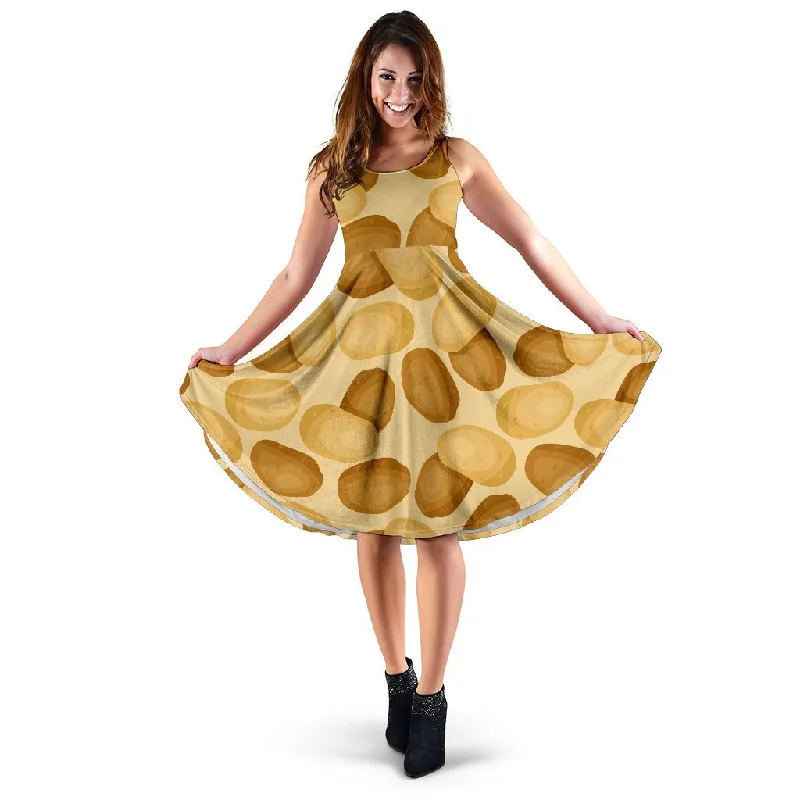 Potato Pattern Print Dress Tunics Mesh breathable