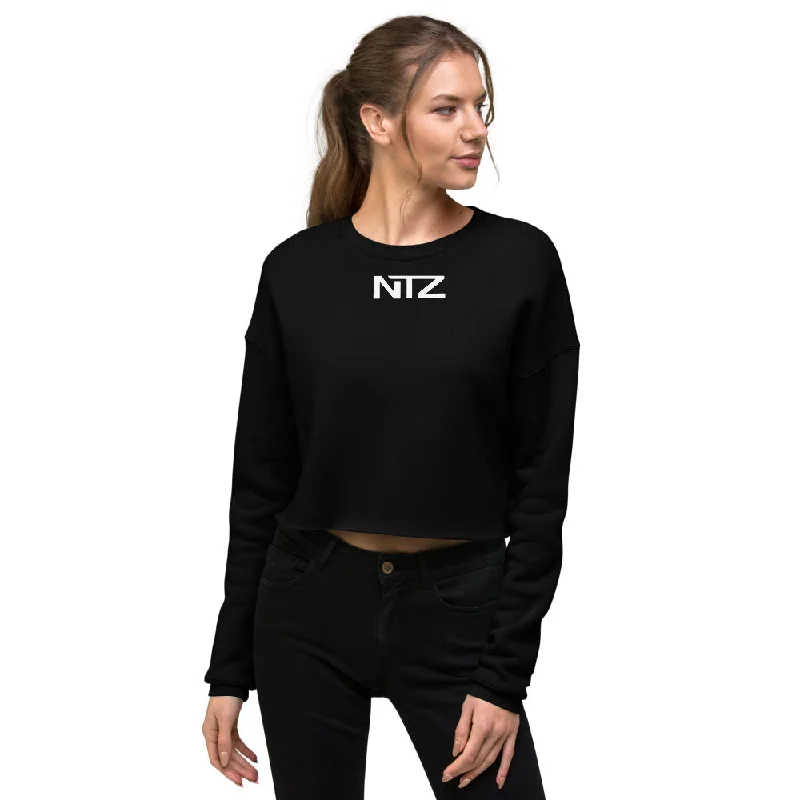Women's NTZ Crop Sweatshirt Hoodie with Applique Textured Unique