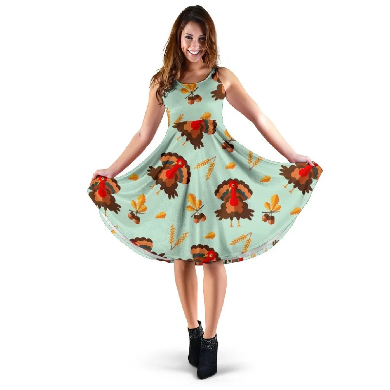 Turkey Thankgiving Print Pattern Dress Tunics Seasonal trendy