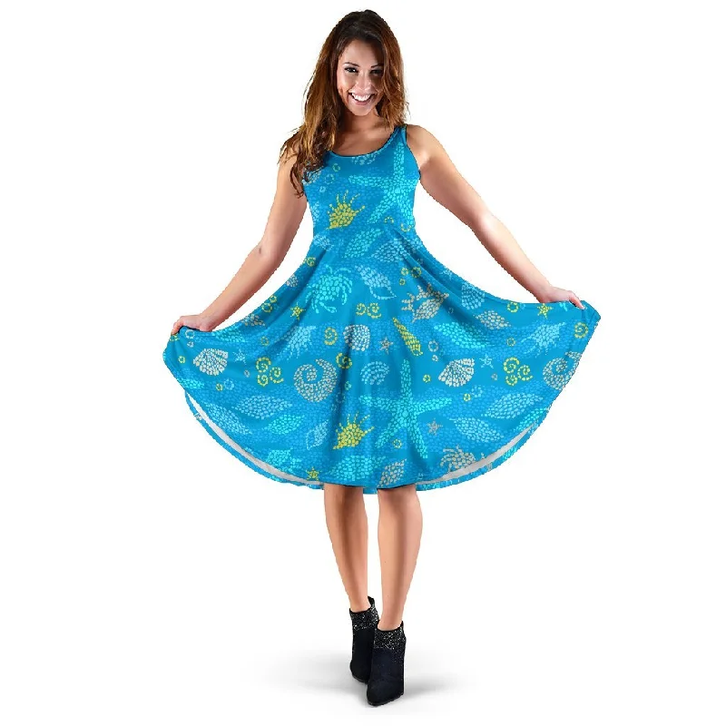 Starfish Ocean Print Pattern Dress Tunics Long Elegant