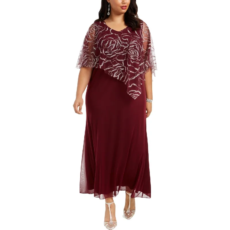 SLNY Womens Plus Glitter Long Evening Dress Tunics Vintage classic
