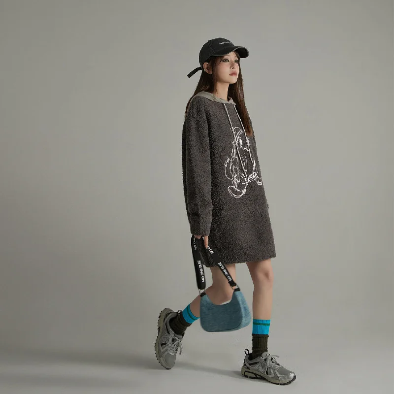 Character Embroidered Fleece Dress Tunics Fall fleece