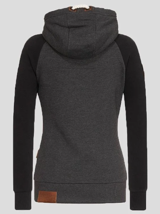 Casual Zip-Up Hoodie for Women Hoodie with Hem Applique Textured Unique