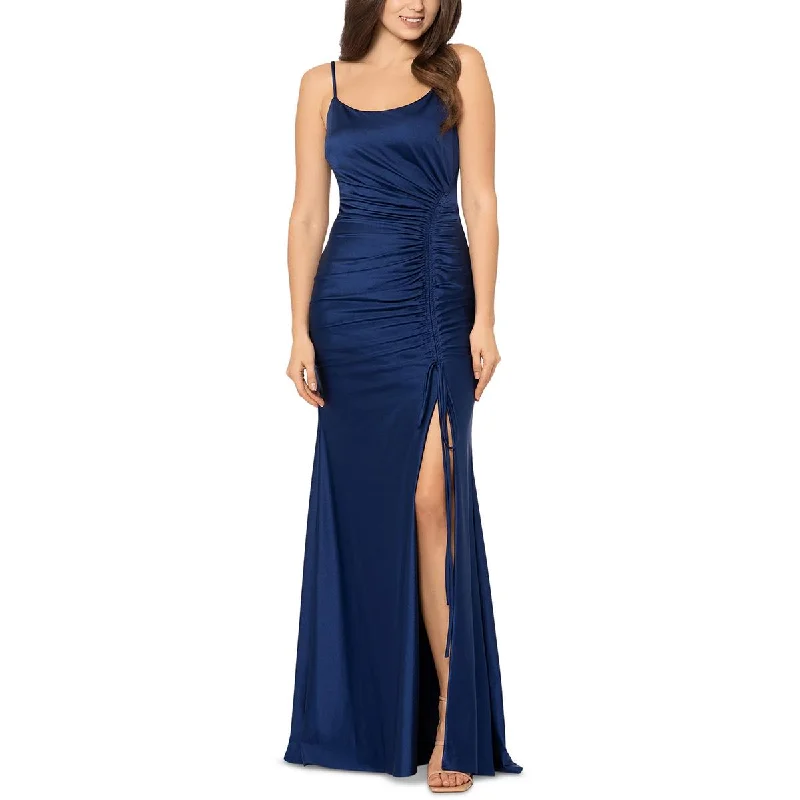 Xscape Womens Ruched Scoop Neck Evening Dress Tunics Distressed trendy