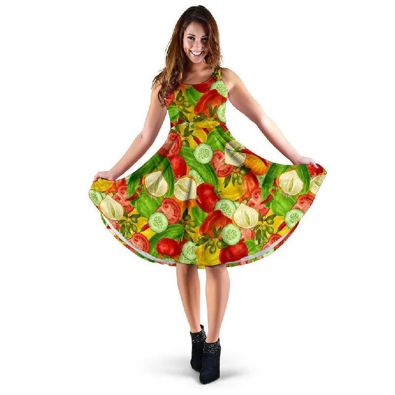 Vegan Colorful Pattern Print Dress Tunics Chic elegant