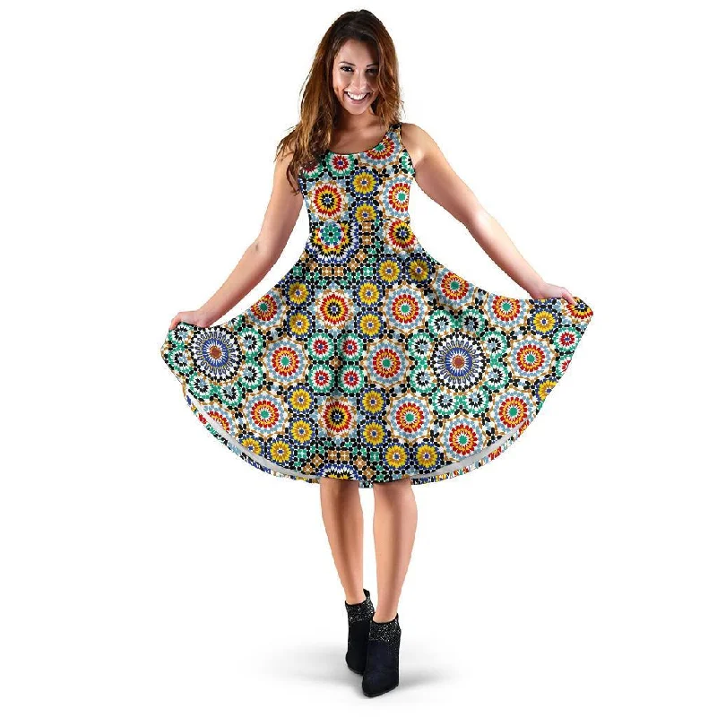 Mosaic Colorful Pattern Print Dress Tunics Short Trendy