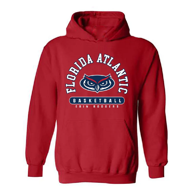 FAU - NCAA Women's Basketball : Erin Rodgers - Classic Fashion Shersey Hooded Sweatshirt Hoodie with Tied Waist Feminine Flattering FAU - NCAA Women's Basketball : Erin Rodgers - Classic Fashion Shersey Hooded Sweatshirt Hoodie with Tied Waist Feminine Flattering