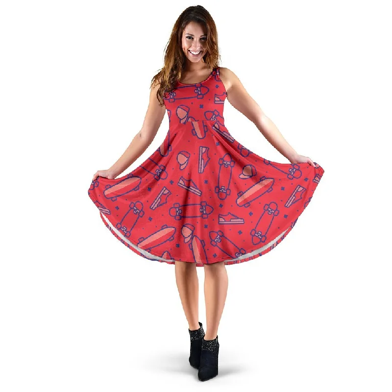 Skateboard Pattern Print Dress Tunics Prom sequined