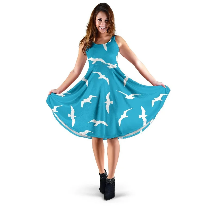 Seagull Pattern Print Dress Tunics Handmade artisanal