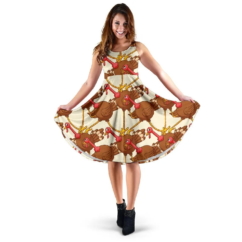 Turkey Thankgiving Pattern Print Dress Tunics Spring floral