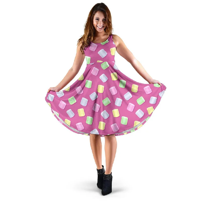 Marshmallow Colorful Pattern Print Dress Tunics Winter warm