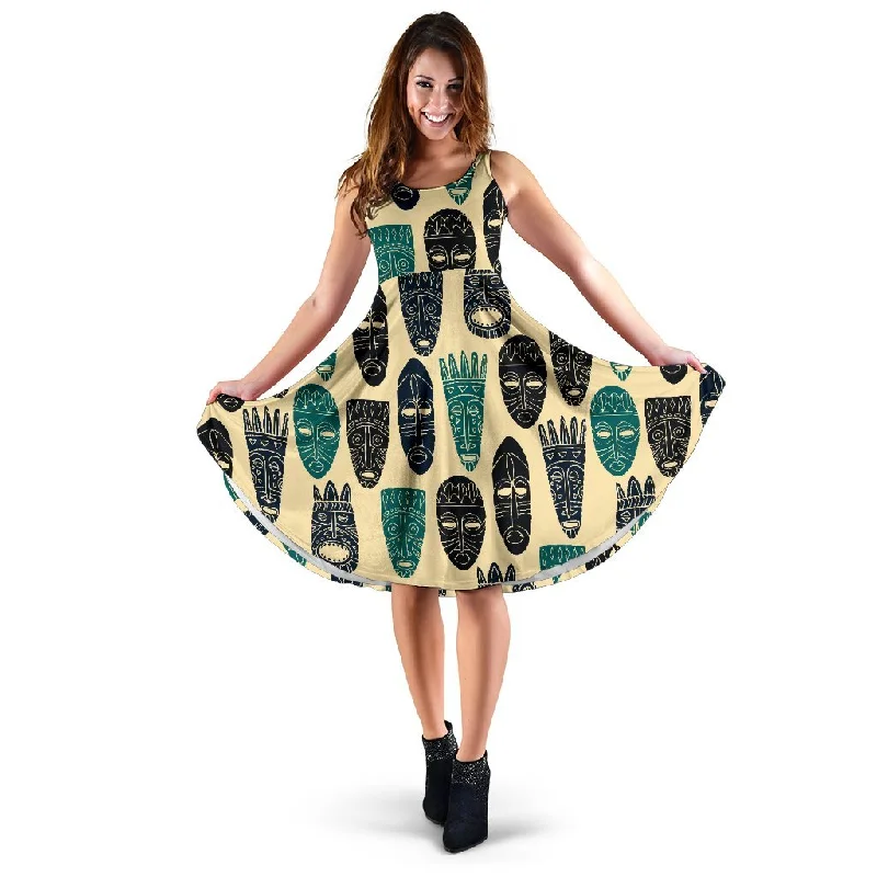 Totem Mask Print Pattern Dress Tunics Recommended stylist