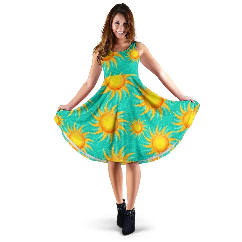 Sun Pattern Print Dress Bodycon Club Sequined