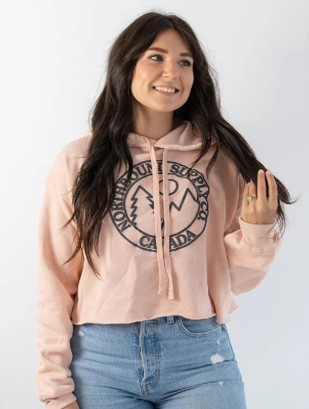 Wilderness Puff Print Cropped Hoodie Hoodie with Rhinestones Sparkly Elegant
