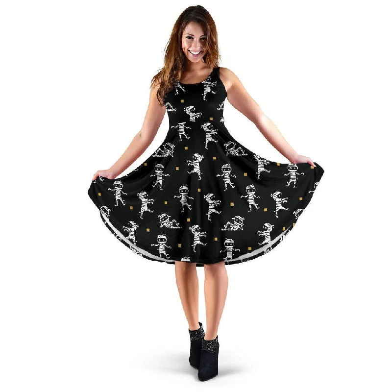 Mummy Pattern Print Dress A-Line Day Work