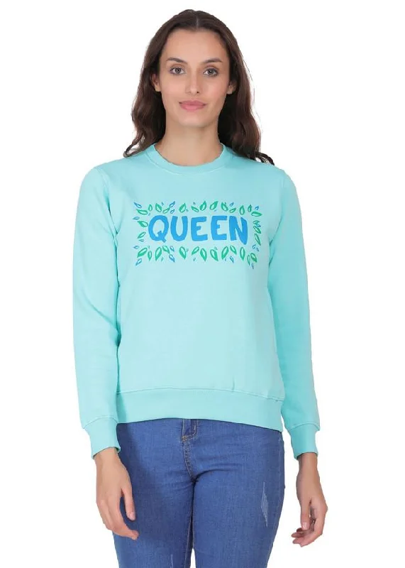 Hiflyers Women Green Regular Fit Printed Round Neck Sweatshirt Hoodie with Bell Sleeves Flared Feminine Hiflyers Women Green Regular Fit Printed Round Neck Sweatshirt Hoodie with Bell Sleeves Flared Feminine