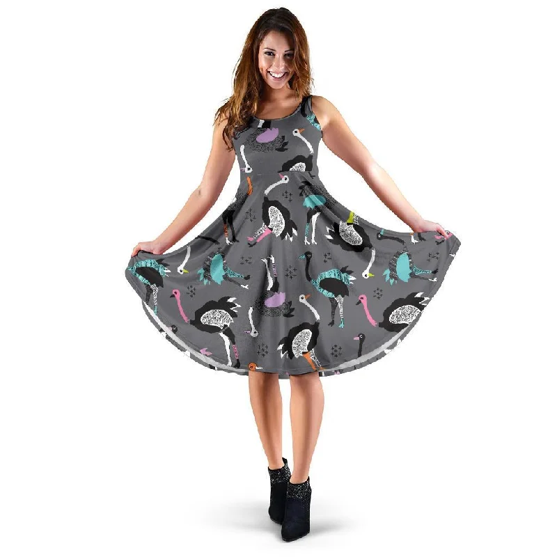 Ostrich Pattern Print Dress Tunics Trendy modern