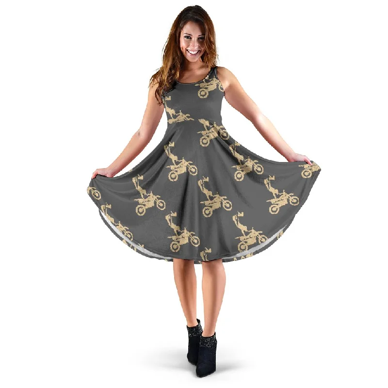 Pattern Print Motocross Dress Tunics Mesh breathable