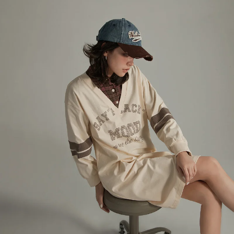 Say Peace V-Neck Loose Fit Dress Tunics Modern contemporary