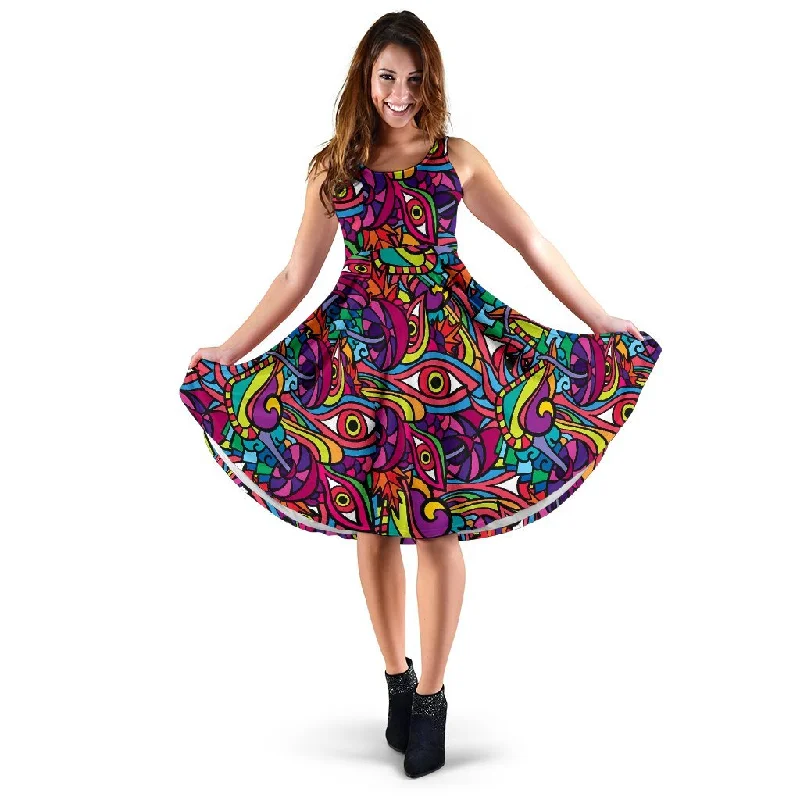 Trippy Print Pattern Dress Tunics Designer luxury