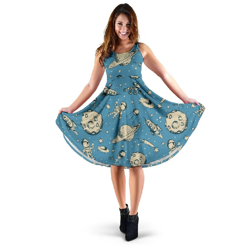 Planet Pattern Print Dress Tunics Ceremony elegant