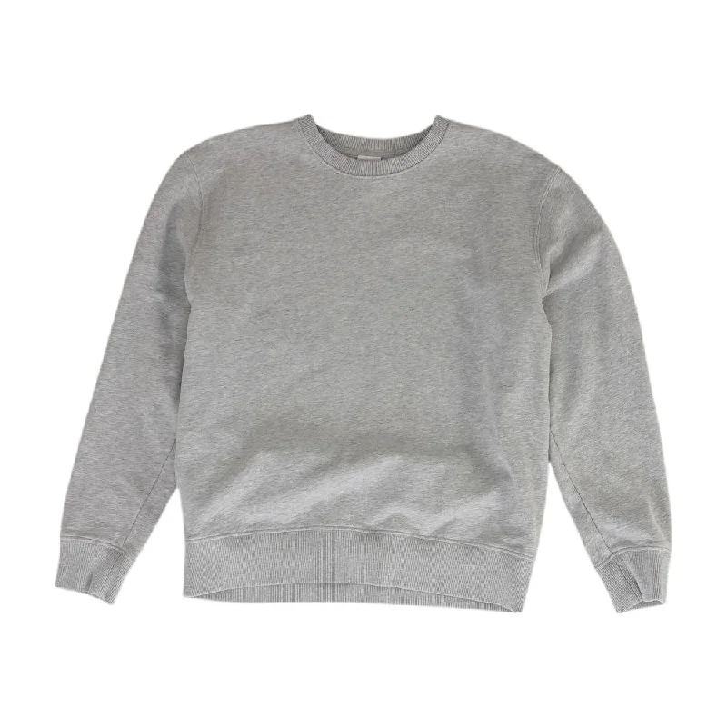 Gray Solid Sweatshirt Hoodie with Hem Raw Edge Edgy Unfinished
