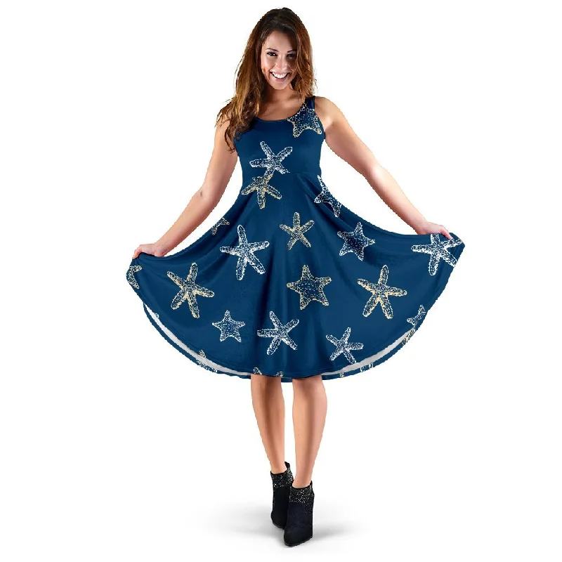 Starfish Pattern Print Dress Tunic Top Casual