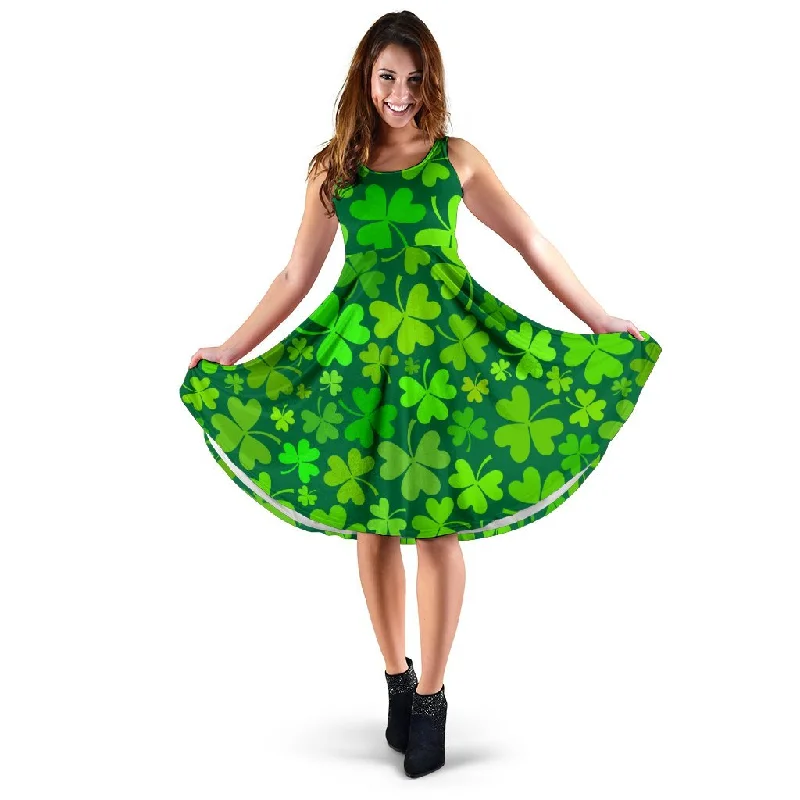 Shamrock St Patrick's Day Print Pattern Dress Tunics Winter warm