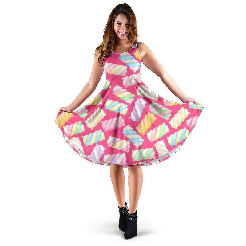 Marshmallow Pink Pattern Print Dress Tunics Ceremony elegant