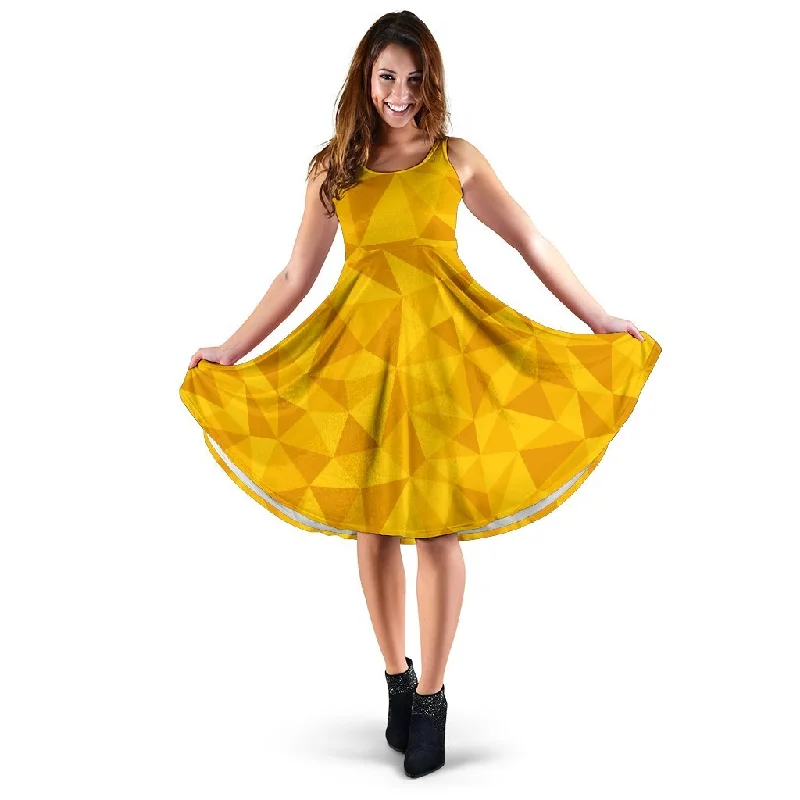 Triangle Yellow Pattern Print Dress Tunics Handmade artisanal
