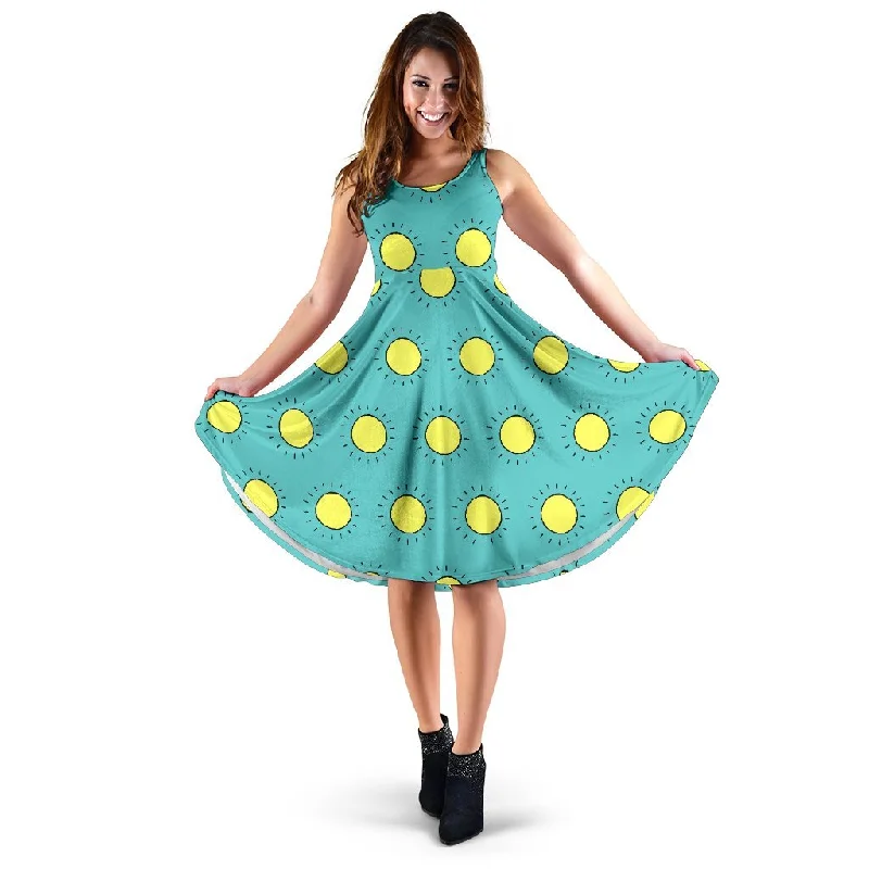Sun Cute Pattern Print Dress Off-the-shoulder Chic Trendy