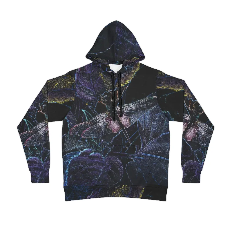 Original Artwork Hoodie Black/Dragonfly Hoodie with Fur Luxurious Winter